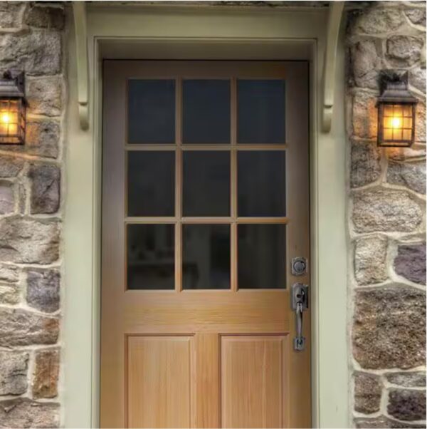 36 in. x 80 in. 9 Lite Unfinished Fir Front Exterior Door Slab